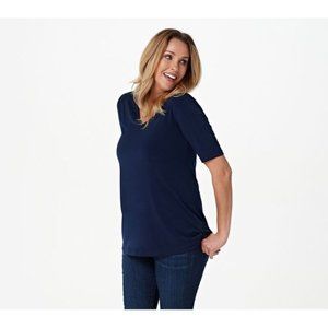 Susan Graver Women's Top Sz M Essentials Regular Liquid Blue A390483